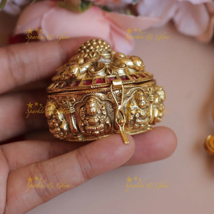 Beautiful Peacock Temple design Kumkum box - Sparkle and Glow