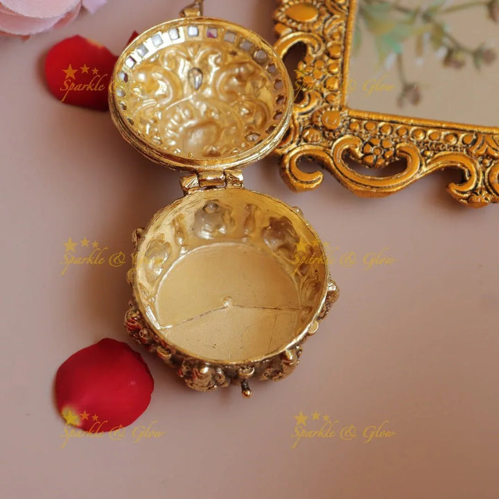 Beautiful Peacock Temple design Kumkum box - Sparkle and Glow