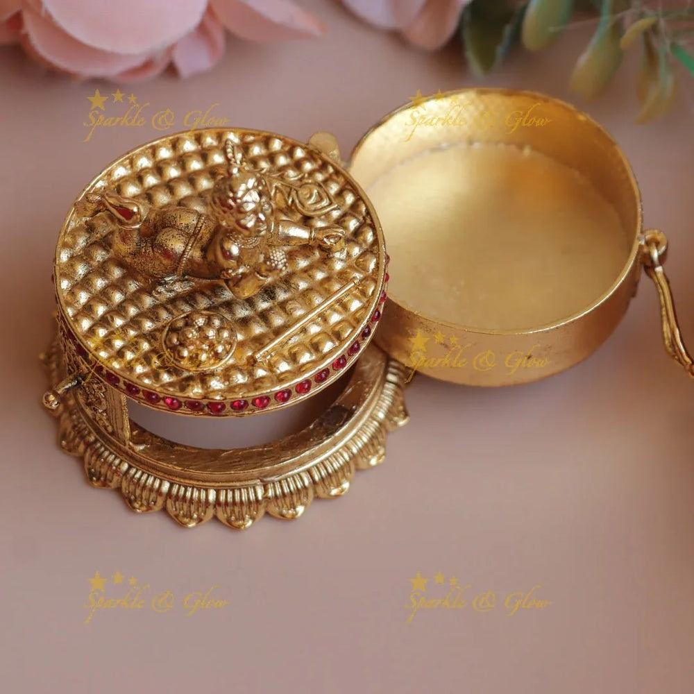 Traditional Idol Balakrishna Playing design Kumkum box - Sparkle and Glow