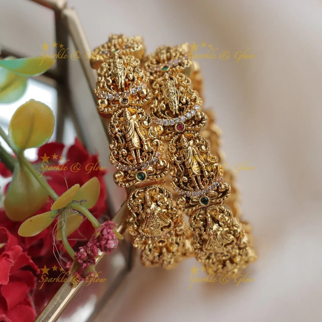Exquisite Gold-alike Dashavathara Temple Bangles - Sparkle and Glow