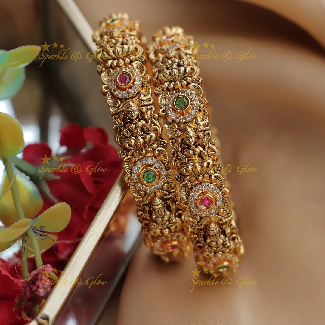 Temple-Inspired Gold-alike Lakshmi Bangles - Sparkle and Glow