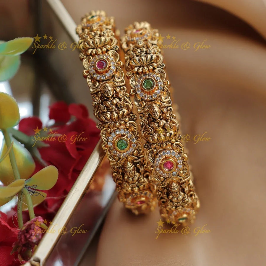 Temple-Inspired Gold-alike Lakshmi Bangles - Sparkle and Glow
