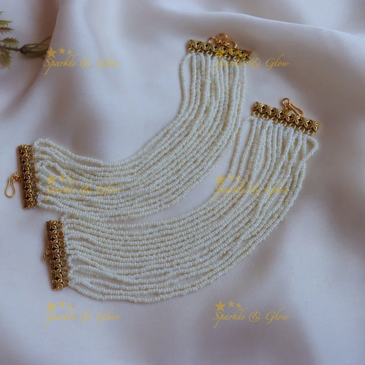 Statement Multilayered Pearl Earchain - Sparkle and Glow