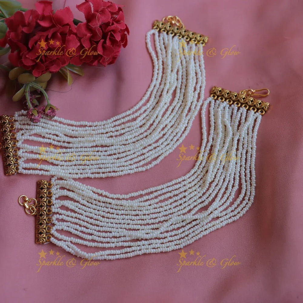 Statement Multilayered Pearl Earchain - Sparkle and Glow