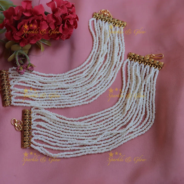 Statement Multilayered Pearl Earchain - Sparkle and Glow