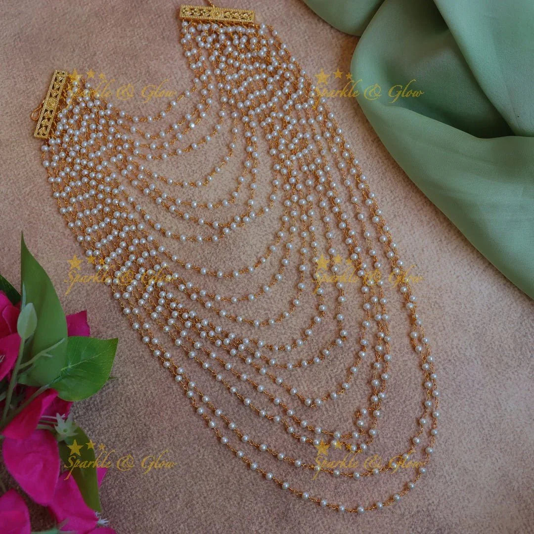 Stunning Multilayered Bridal Pearl Earchain - Sparkle and Glow