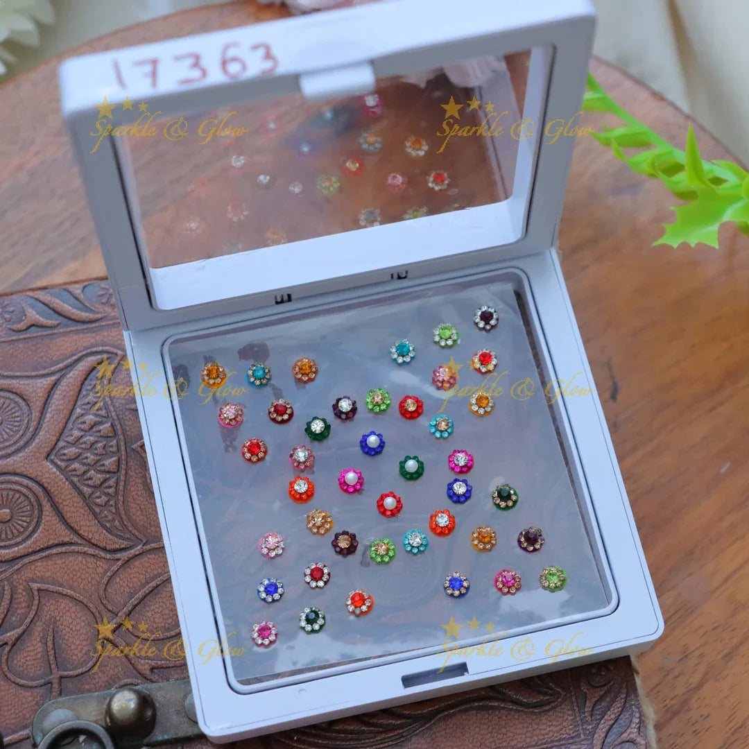 Luxurious Pearl & Stone Round Bindi Box