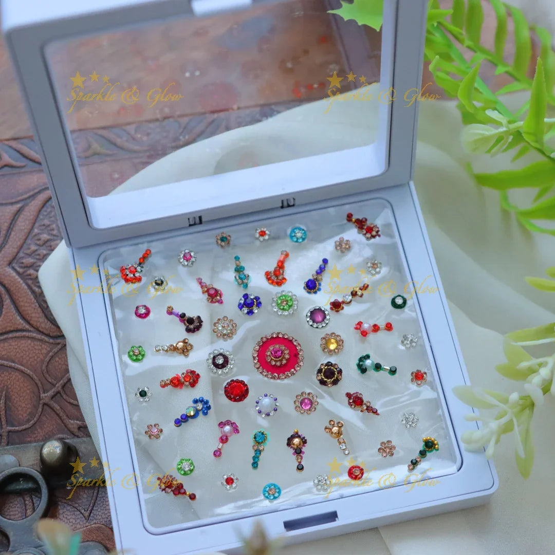 Multi-Color Stone Bridal Bindi Set for Weddings