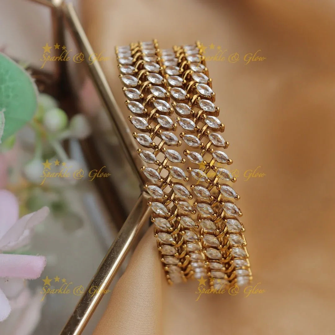 Elegant Gold-alike AD Zircon Bangles - Sparkle and Glow