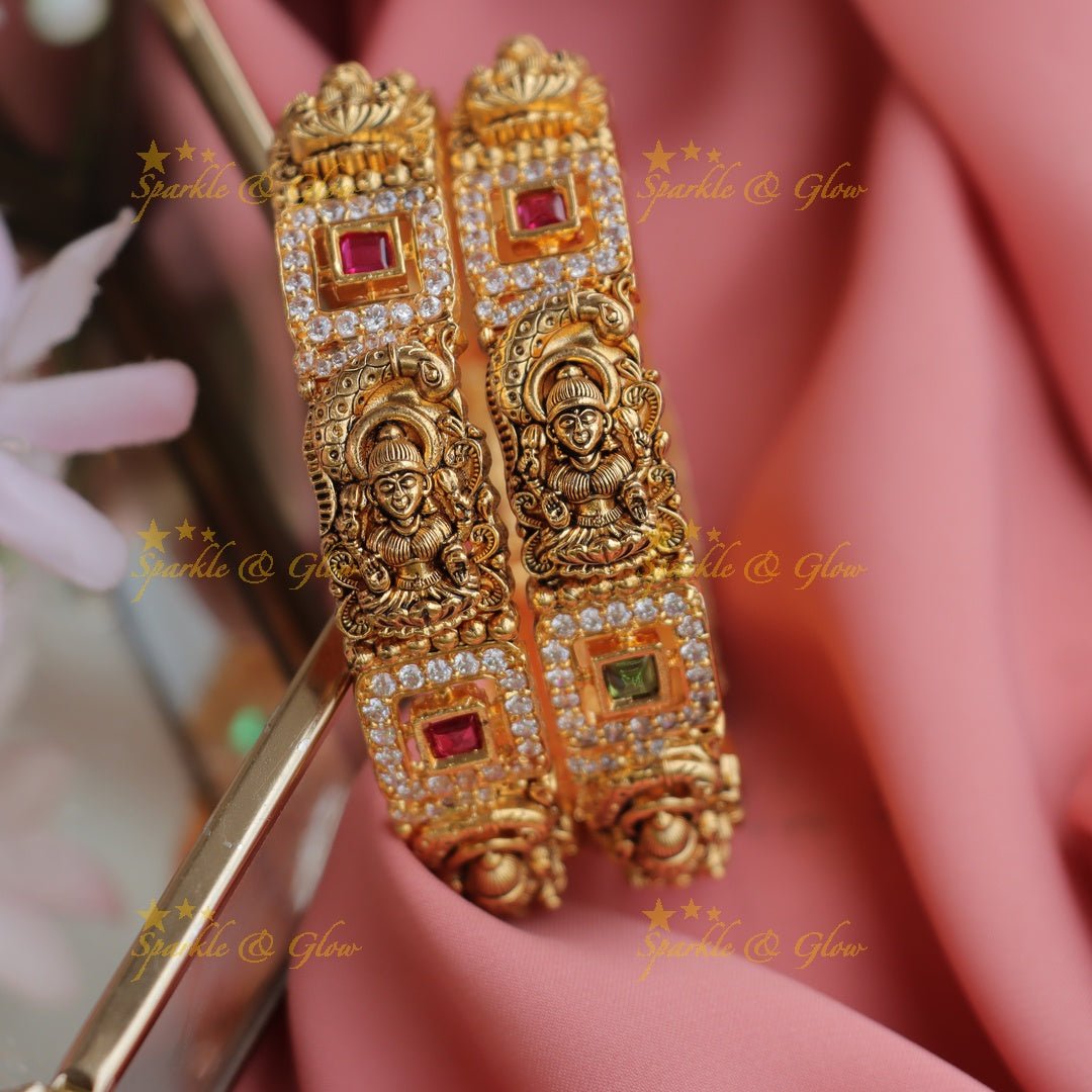 Antique Lakshmi Temple design Gold alike Bangles - Sparkle and Glow - 2.4 -