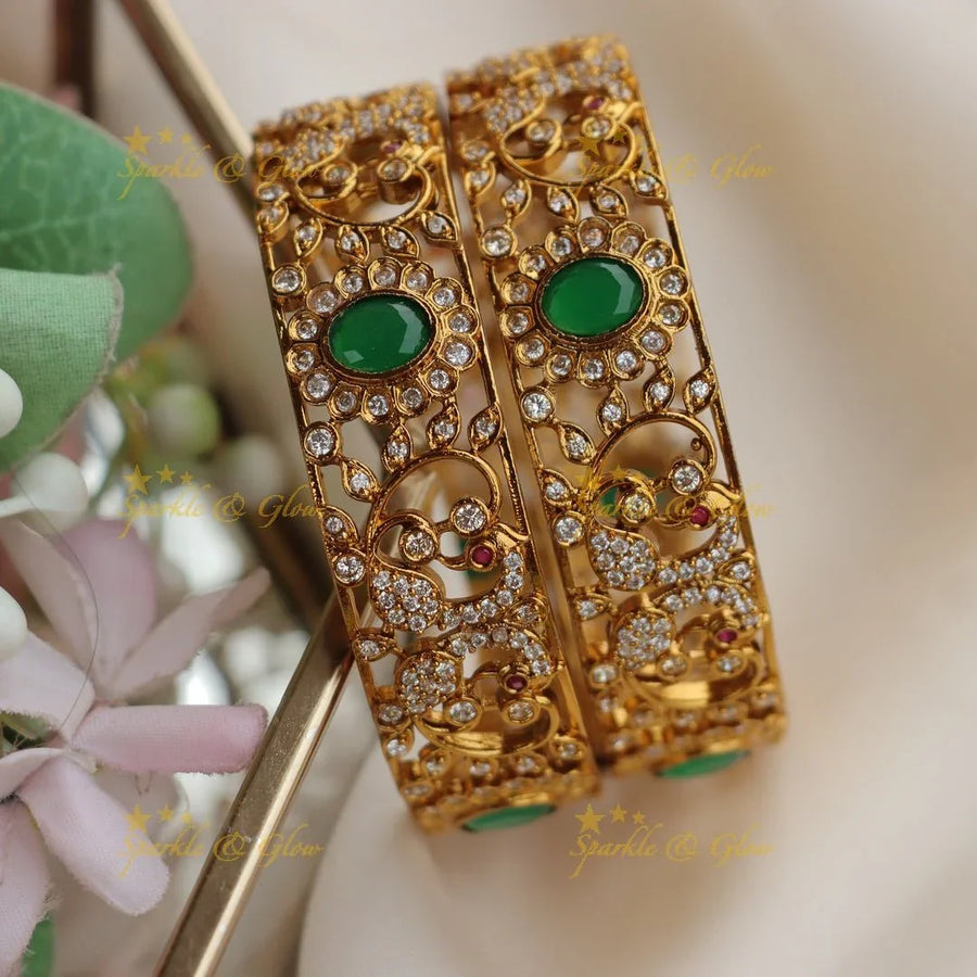 Statement Kemp Peacock Floral bangles - Sparkle and Glow