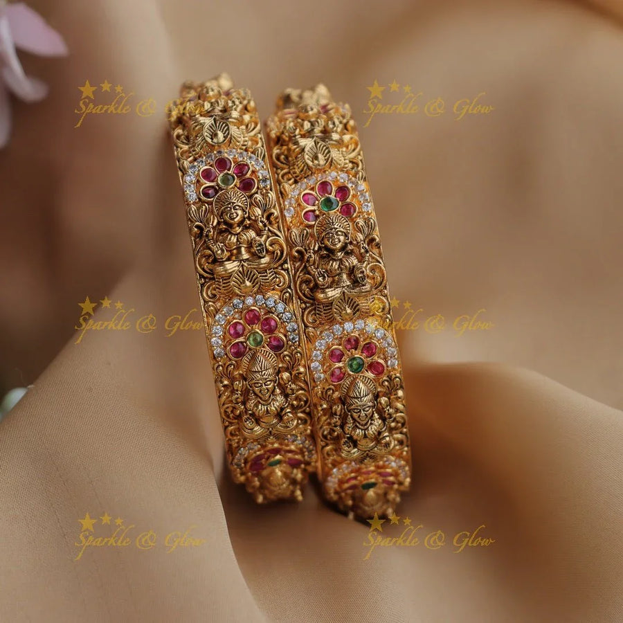 Antique Gold-alike Goddess Lakshmi Temple Bangles - Sparkle and Glow