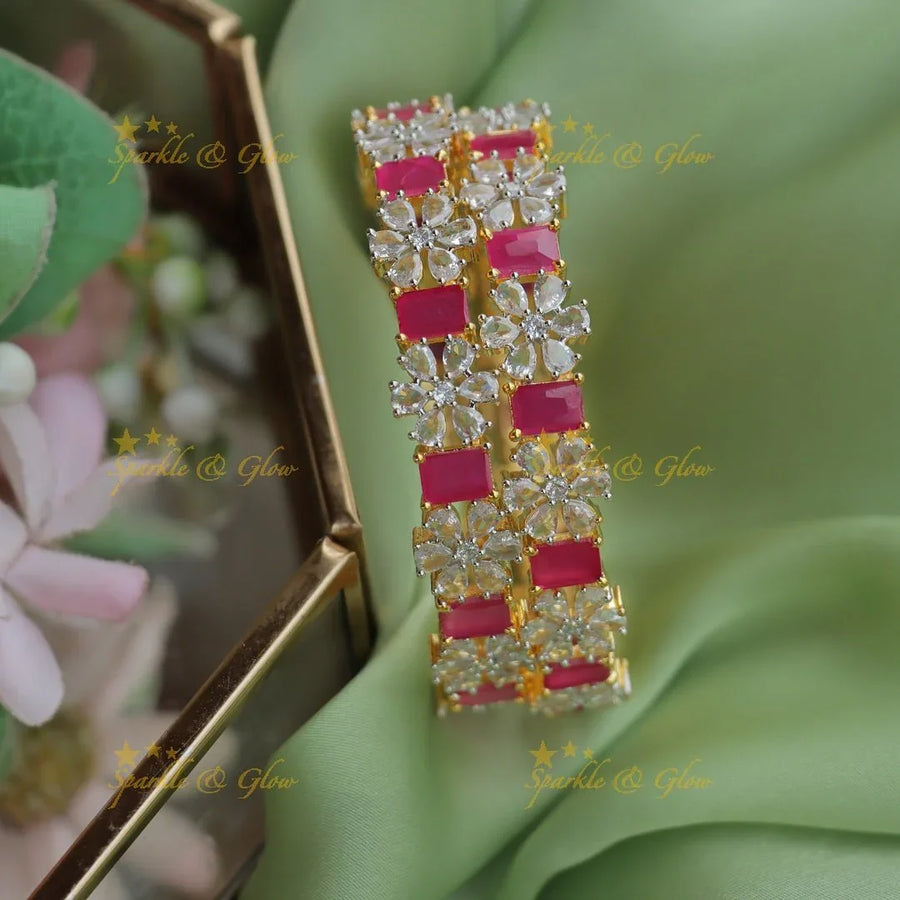 Statement GJ polish Floral AD Bangles - Sparkle and Glow