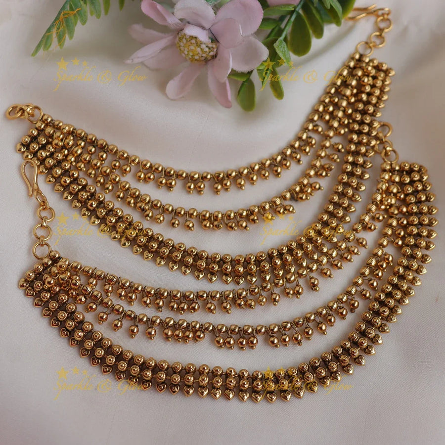 Traditional Gold alike Multi-Design Ear Chain Set - Sparkle and Glow