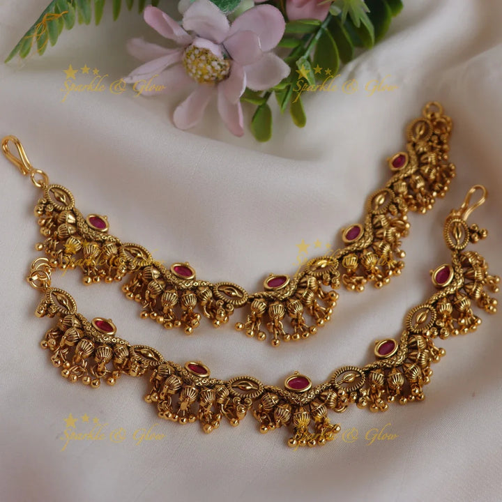 Statement gold alike kundan earchain - Sparkle and Glow