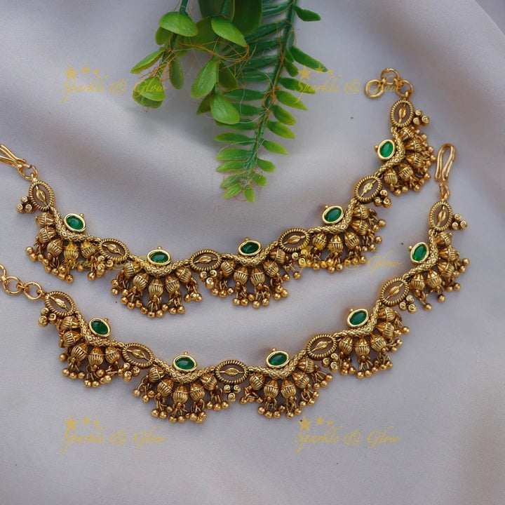 Statement gold alike kundan earchain - Sparkle and Glow