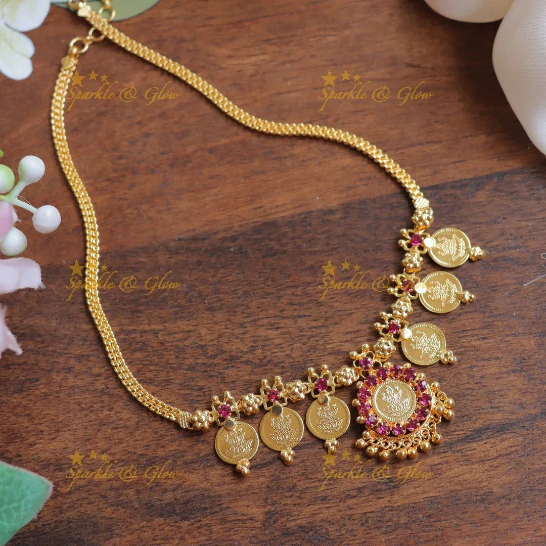 Traditional Kerala style Lakshmi Coin Necklace - Sparkle and Glow