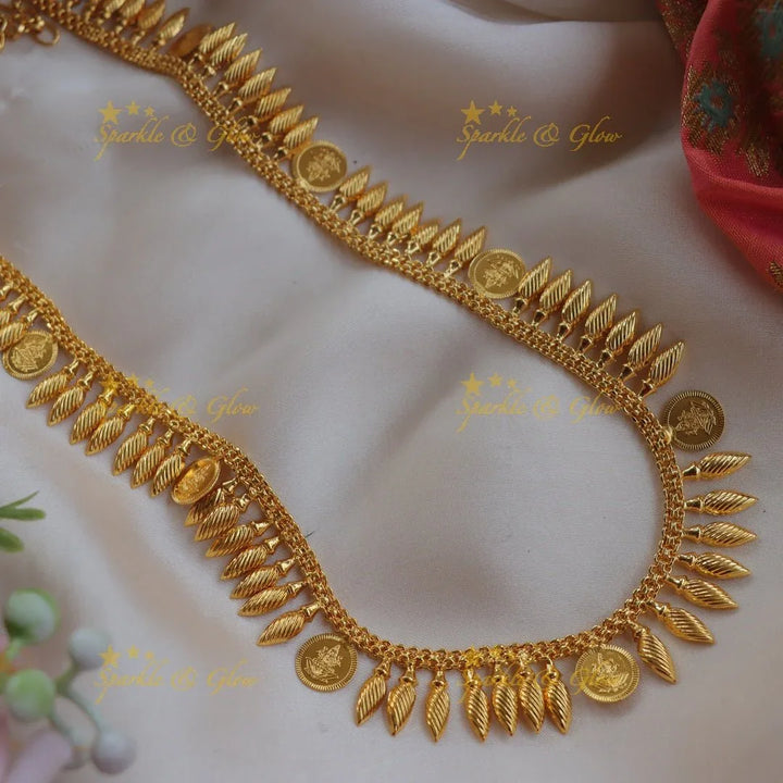 Traditional Gold-alike Kerala style Leaf & Coin Short Necklace - Sparkle and Glow