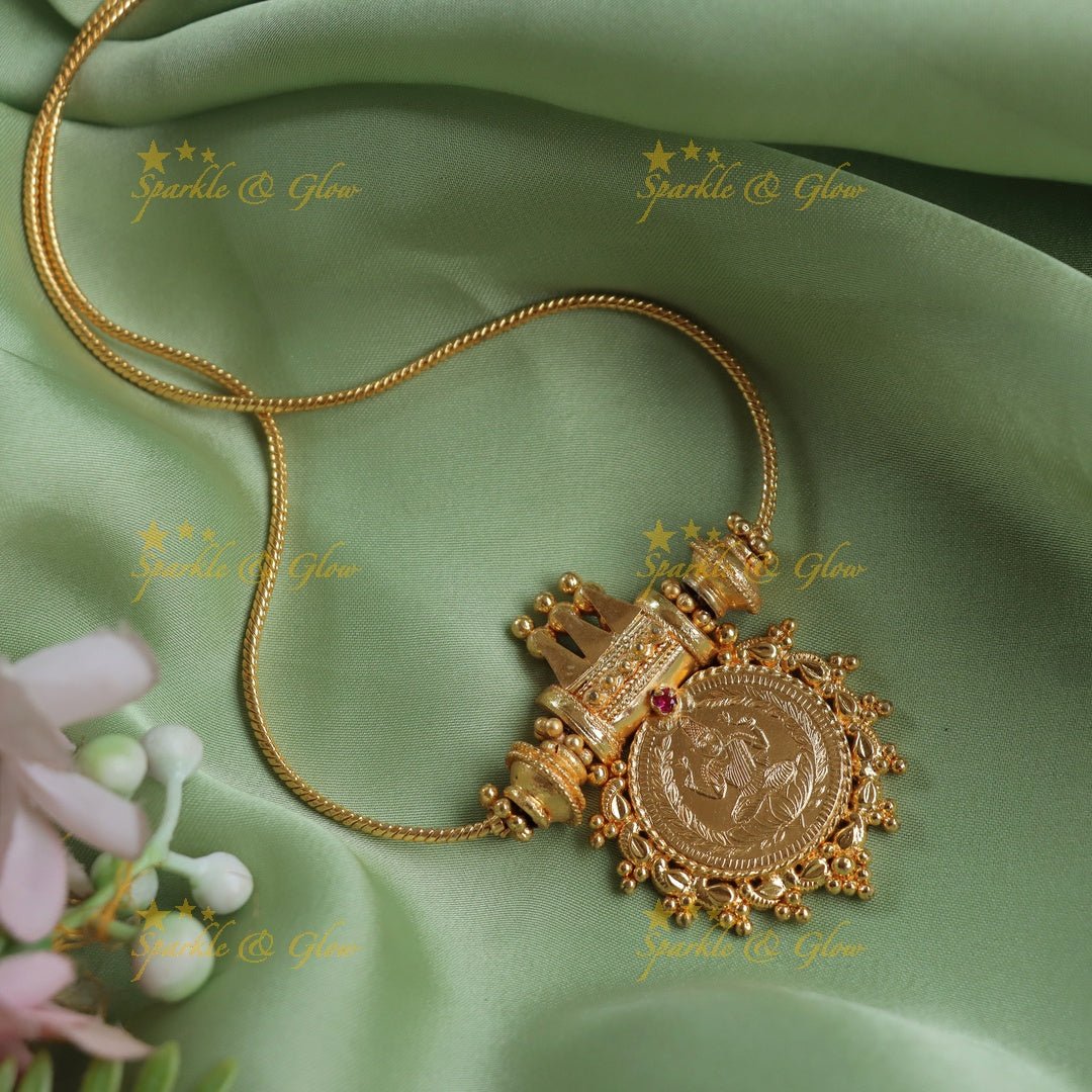 Kerala style Antique Gold Coin Pendant Necklace - Sparkle and Glow -