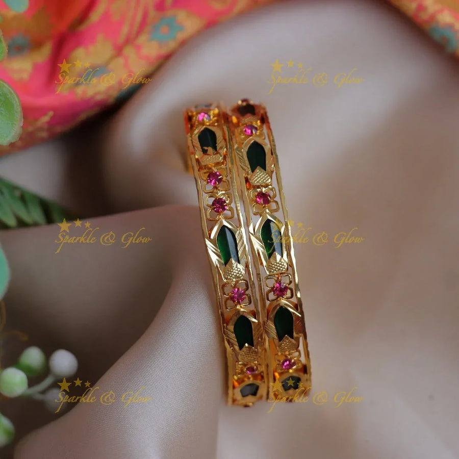 Simple and elegant kerala design palakka champa bangles - Sparkle and Glow