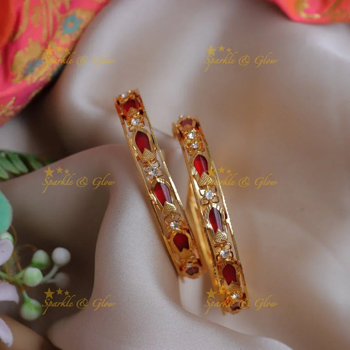 Simple and elegant kerala design palakka champa bangles - Sparkle and Glow