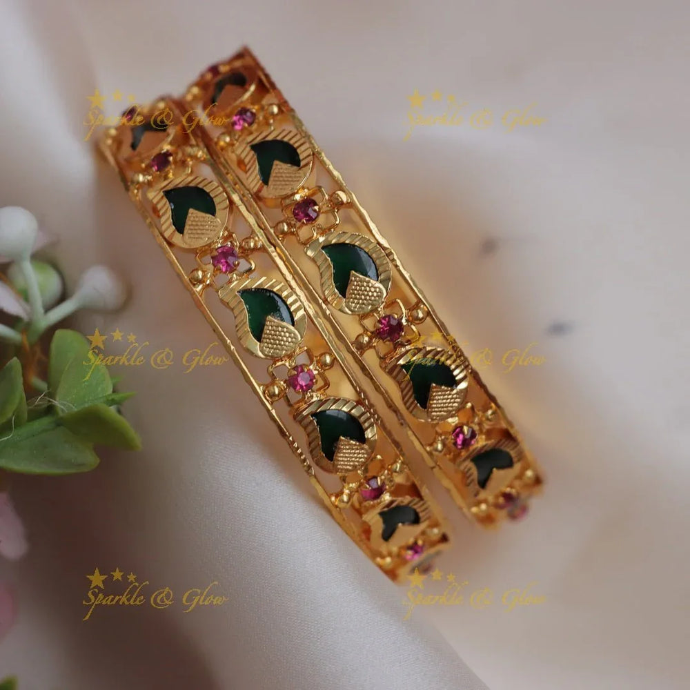 Pretty kerala design mango and palakka champa bangles - Sparkle and Glow