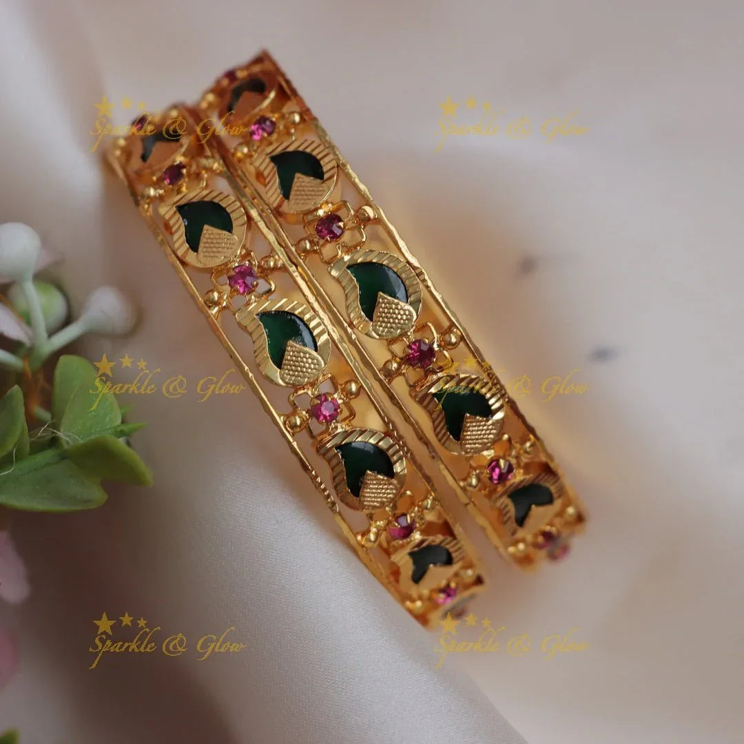Pretty kerala design mango and palakka champa bangles - Sparkle and Glow