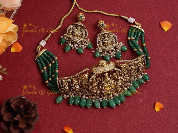 Grand Lakshmi Temple Choker Set - Sparkle and Glow