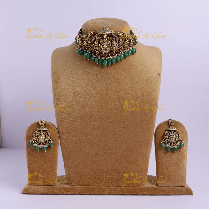 Grand Lakshmi Temple Choker Set - Sparkle and Glow