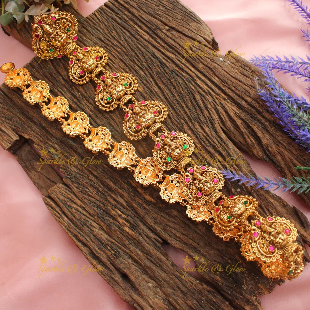 Traditional Lakshmi Temple Jadabilla with Kemp Stones - Sparkle and Glow