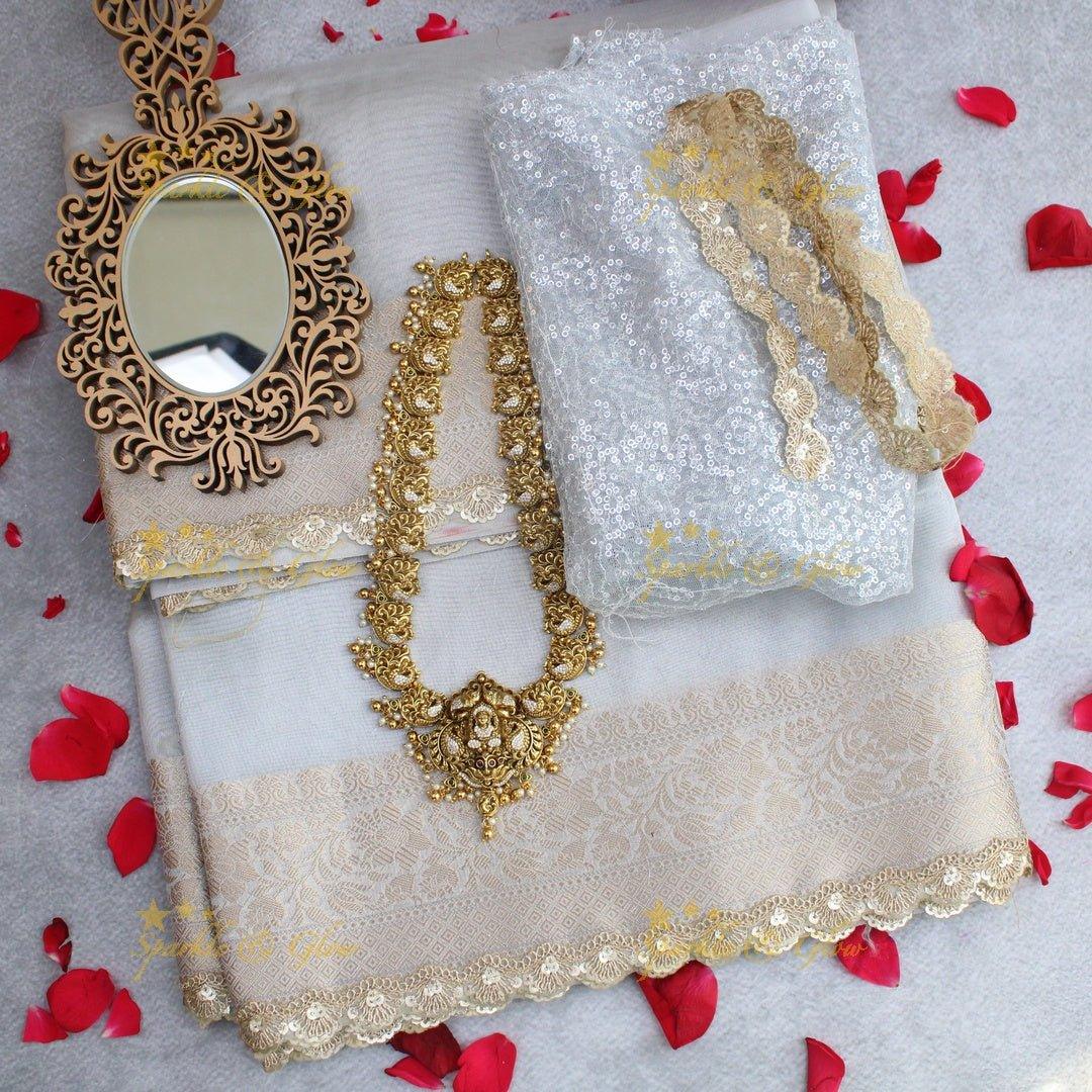 Shraddha Kapoor Inspired Banarasi Tissue saree with lace attach design - Sparkle and Glow