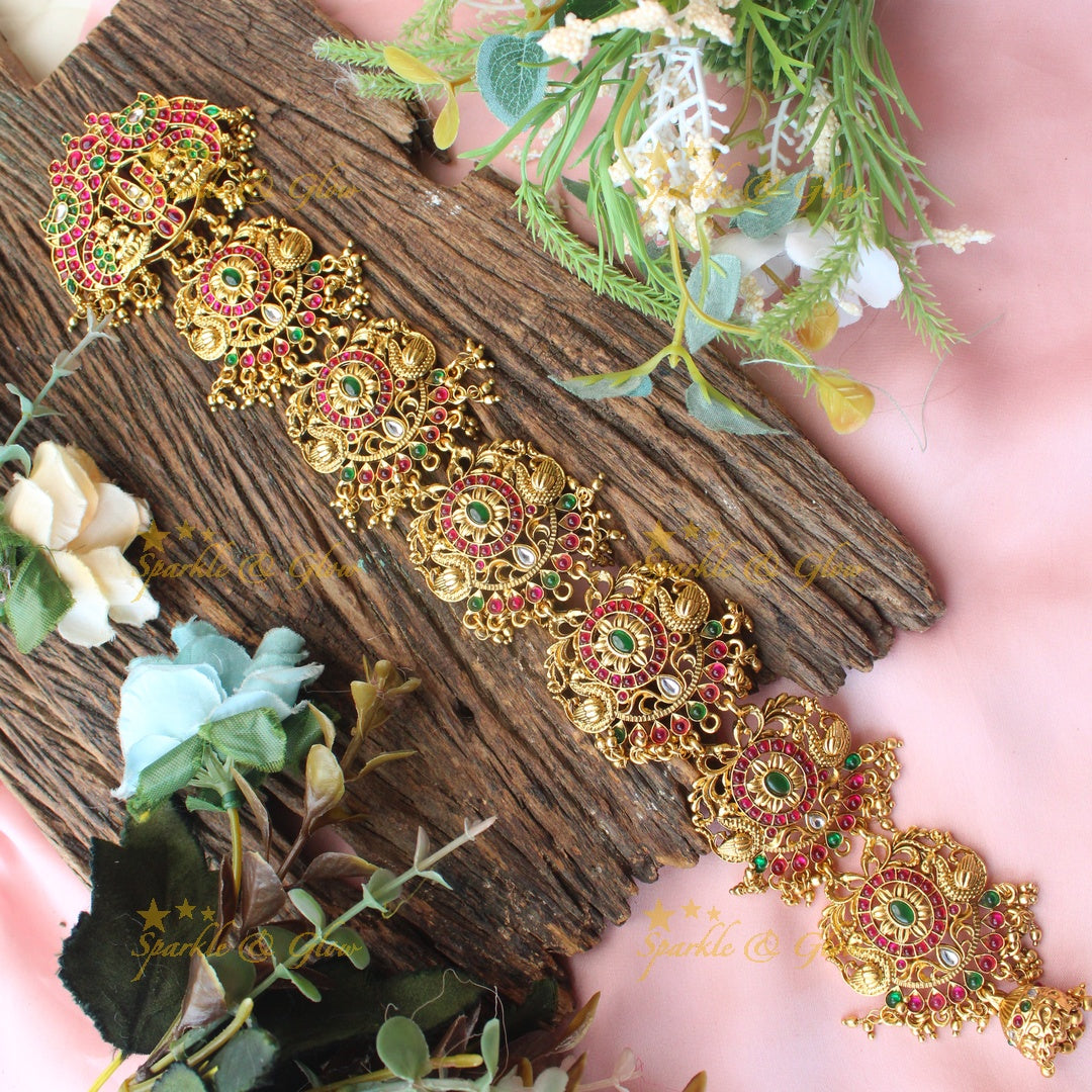 Bridal Antique Gold Jadabilla with Circular Floral Motifs