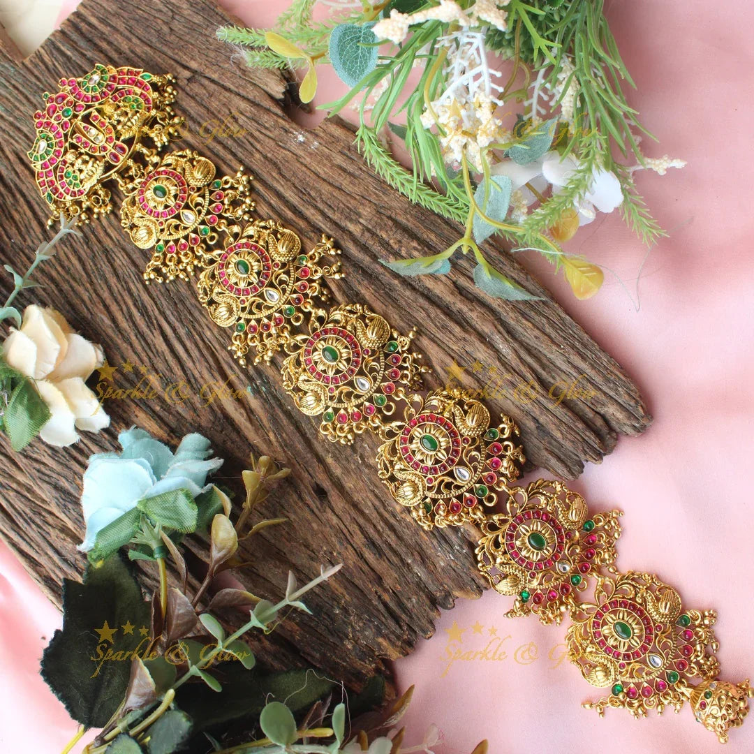 Bridal Antique Gold Jadabilla with Circular Floral Motifs - Sparkle and Glow