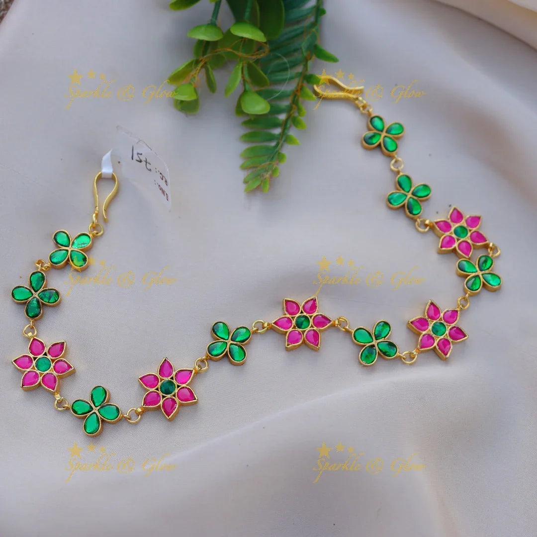 Royal Crescent Kundan Sheeshphool with Pearl and Pink Enamel Work - Sparkle and Glow