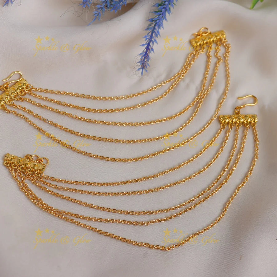 Classic Gold alike Multi-Layer Traditional Ear Chain - Sparkle and Glow
