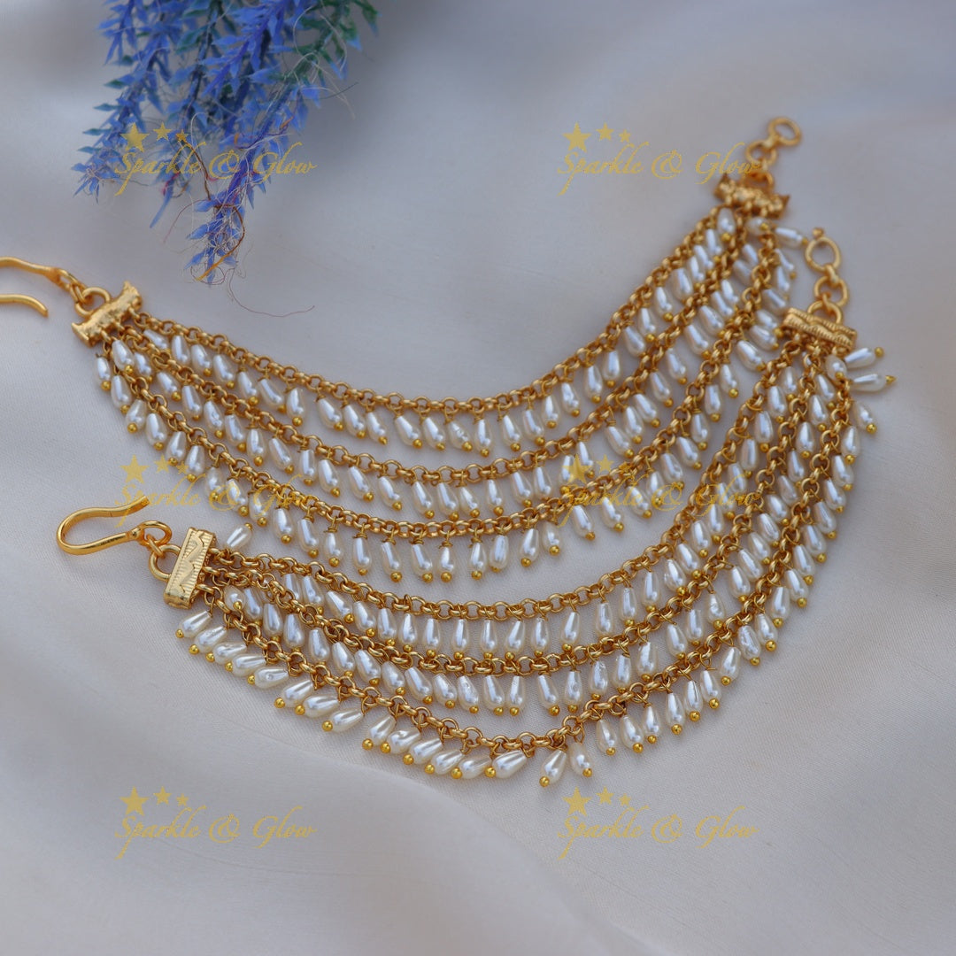 Stunning Multi-Layer Pearl Drop Gold alike Earchain