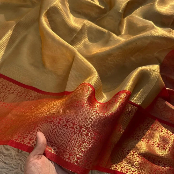 Banarasi most trending Tanchui saree beautiful border Zari weaving border - Sparkle and Glow