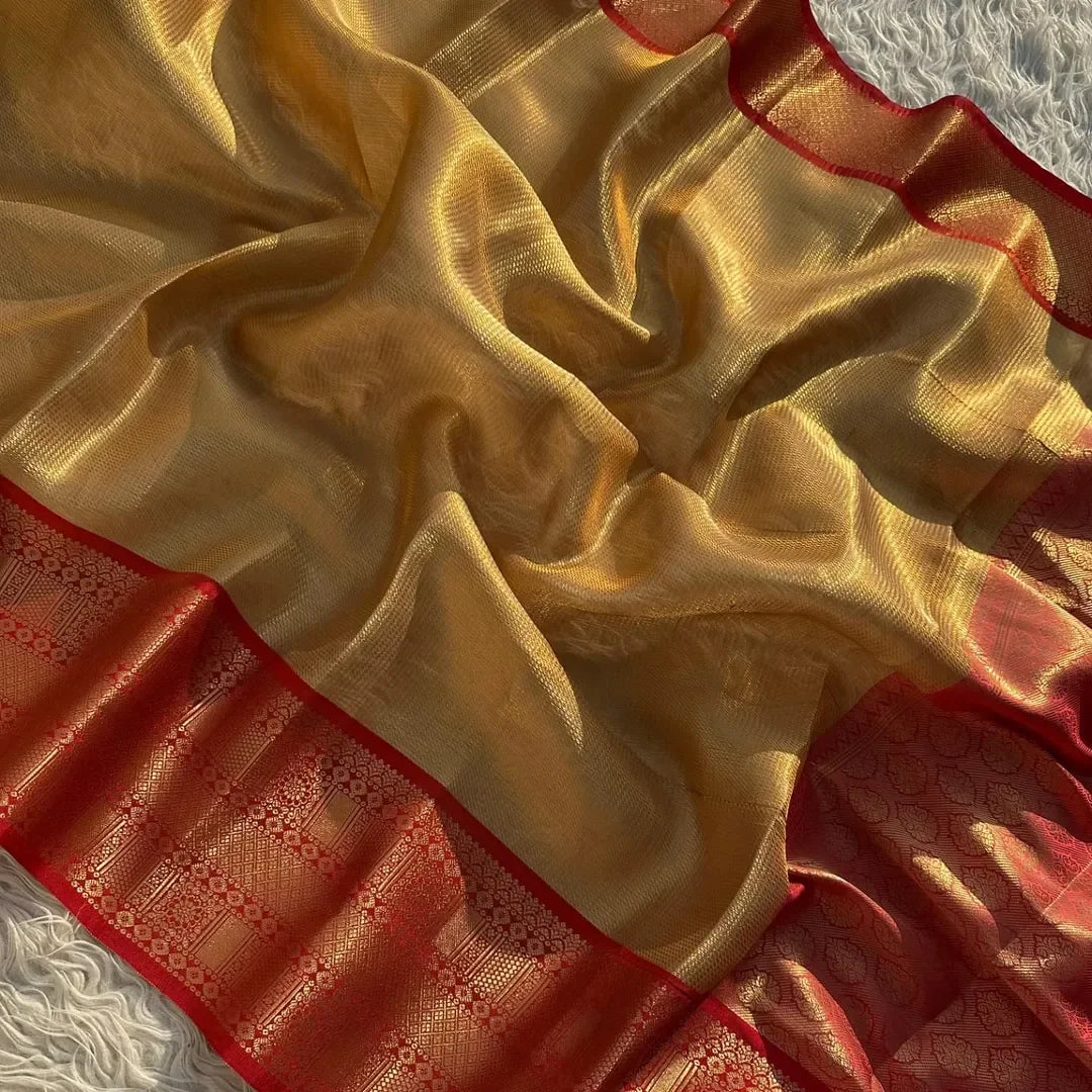 Banarasi most trending Tanchui saree beautiful border Zari weaving border - Sparkle and Glow