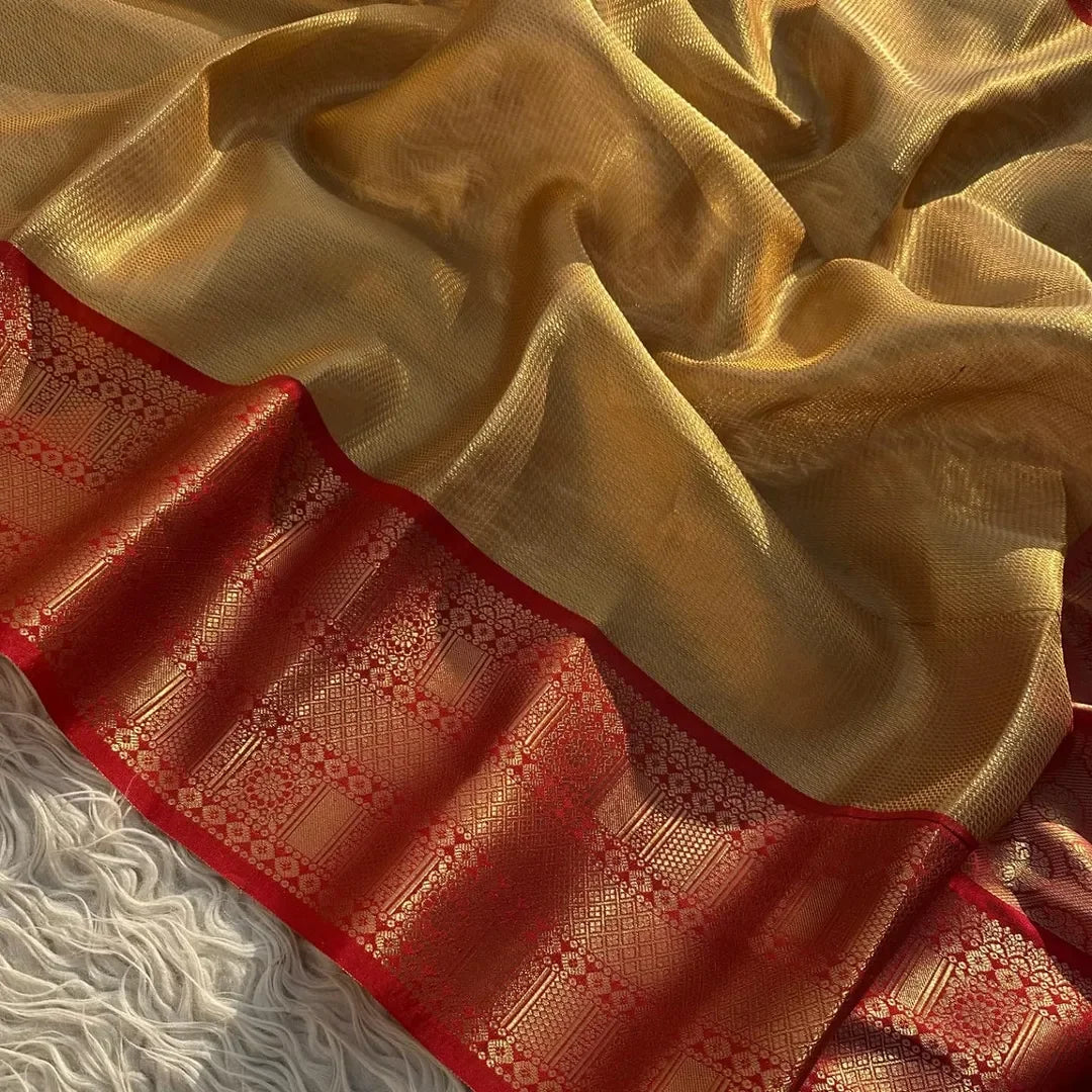 Banarasi most trending Tanchui saree beautiful border Zari weaving border - Sparkle and Glow