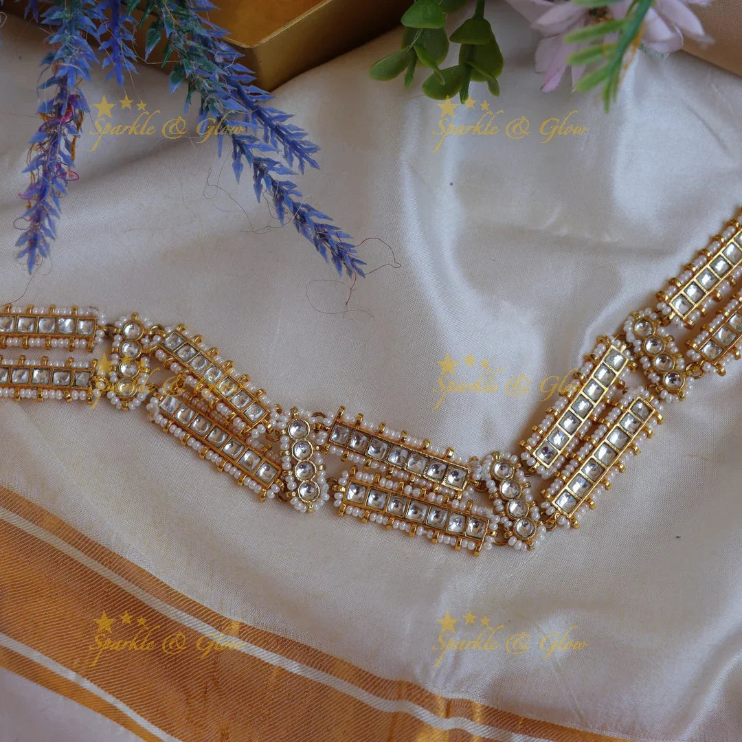 Stunning Jadau Linear Kundan & Pearl Sheeshphool with Rectangular Panels - Sparkle and Glow