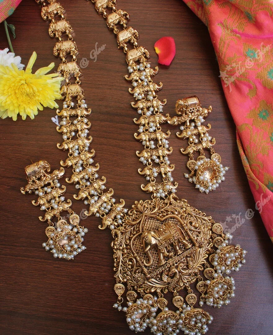 Elephant crafted gutta pusalu haram - Sparkle and Glow