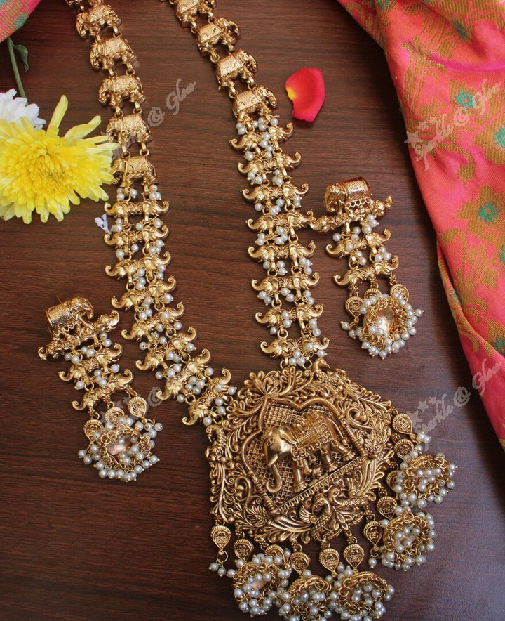 Elephant crafted gutta pusalu haram - Sparkle and Glow