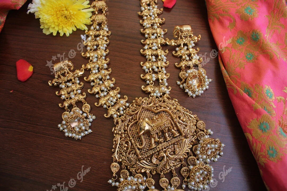 Elephant crafted gutta pusalu haram - Sparkle and Glow