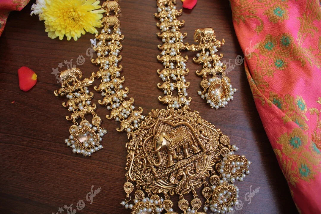Elephant crafted gutta pusalu haram - Sparkle and Glow