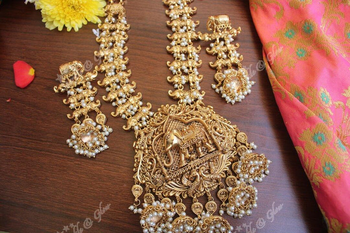 Elephant crafted gutta pusalu haram - Sparkle and Glow