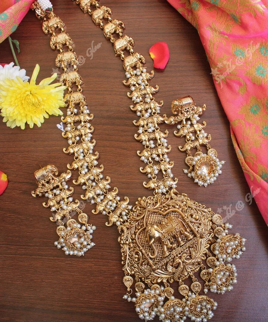 Elephant crafted gutta pusalu haram - Sparkle and Glow