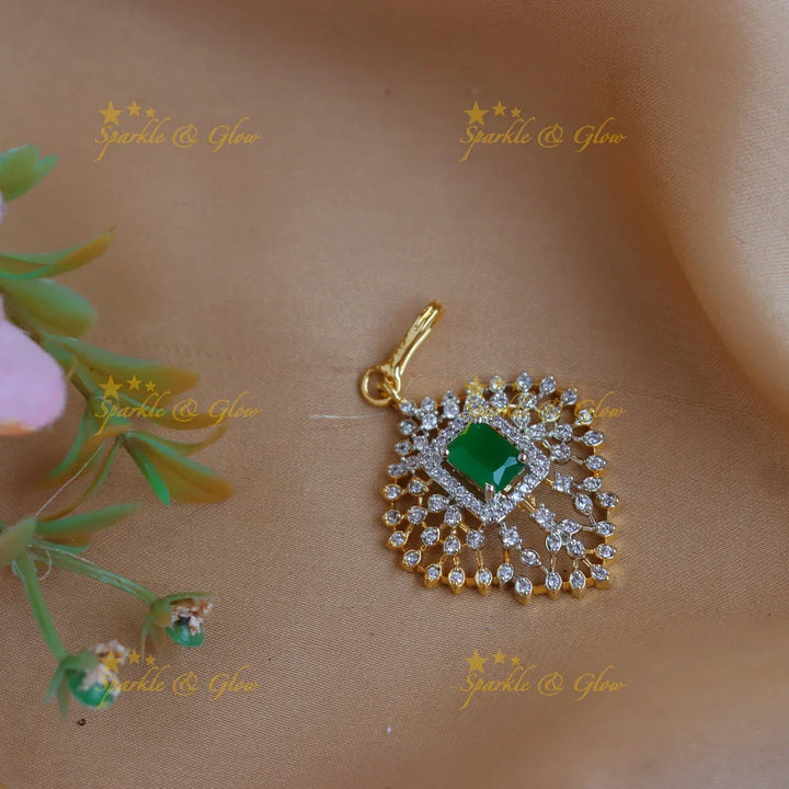 Stunning GJ polish Square-Center AD Maang tikka - Sparkle and Glow