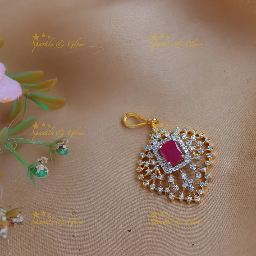 Stunning GJ polish Square-Center AD Maang tikka - Sparkle and Glow