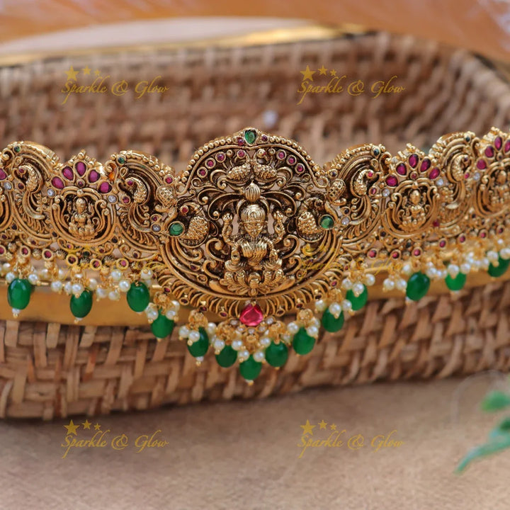 Grand Lakshmi Peacock carved Bridal Hipbelt