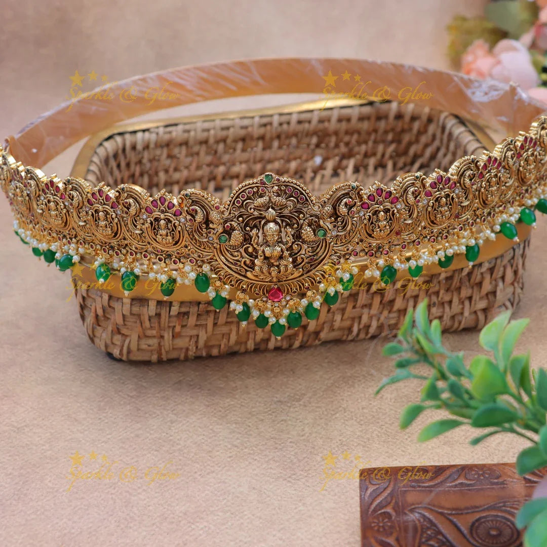 Grand Lakshmi Peacock carved Bridal Hipbelt